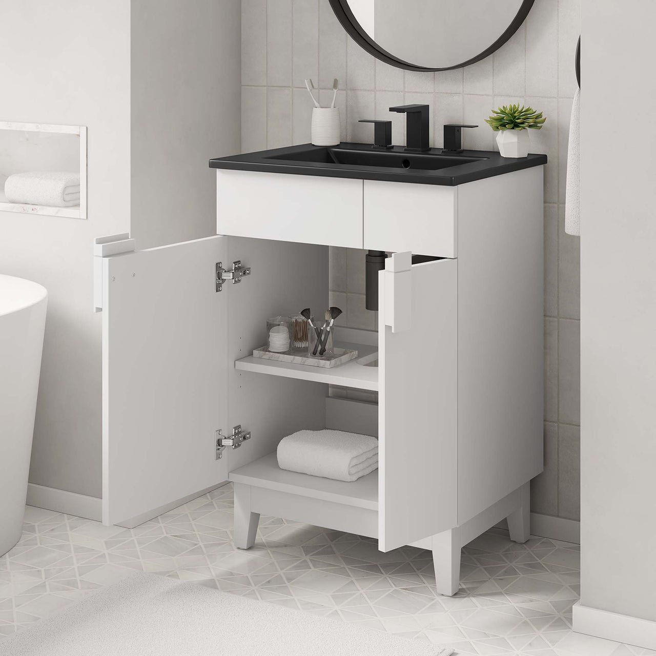 Regalo Vanity Unit, Small, Black & White