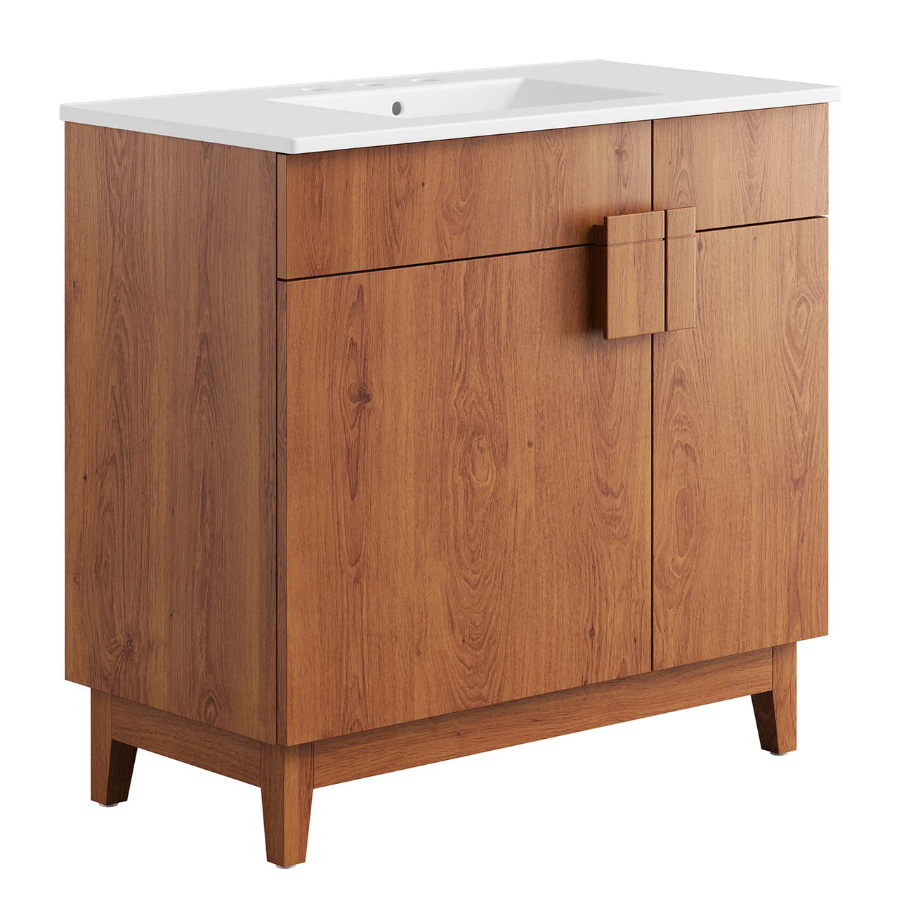 Regalo Vanity Unit, Large, White & Walnut