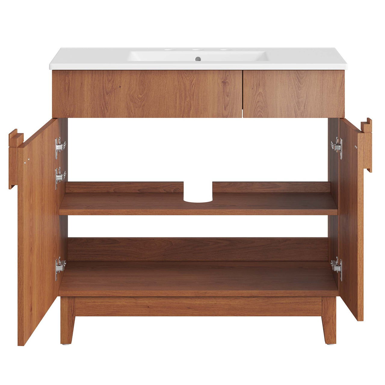 Regalo Vanity Unit, Large, White & Walnut