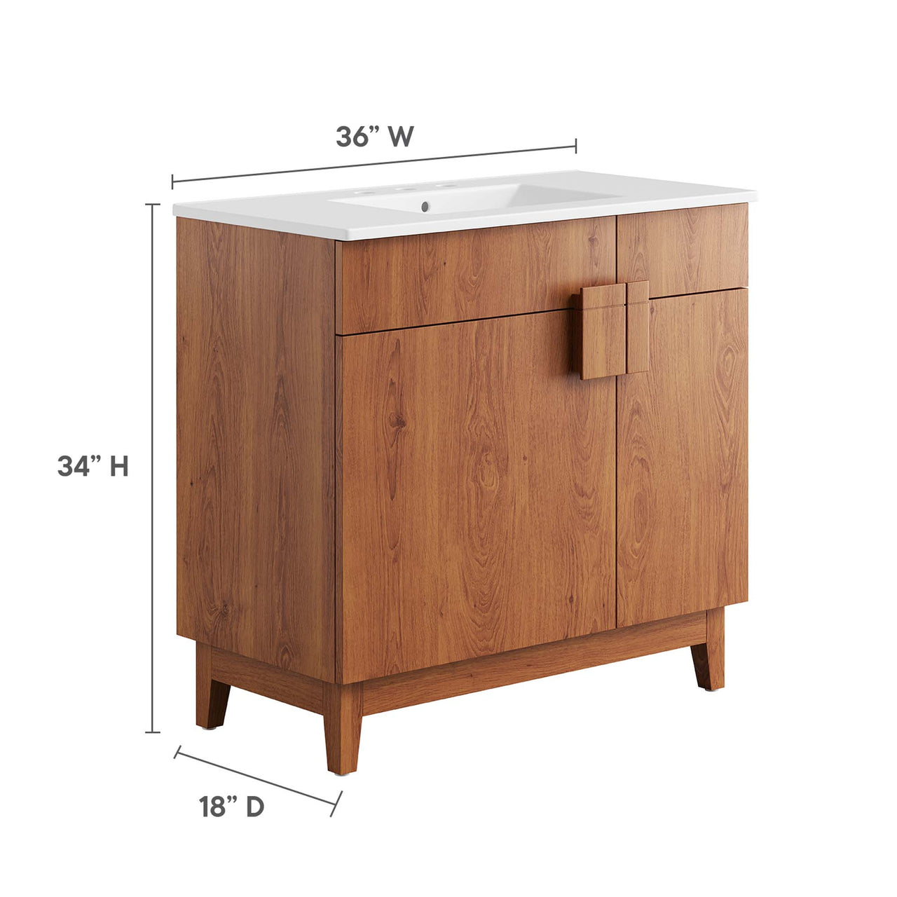 Regalo Vanity Unit, Large, White & Walnut