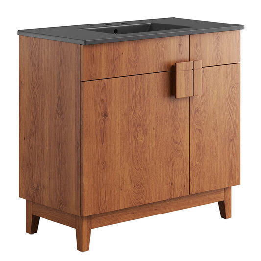 Regalo Vanity Unit, Large, Black & Walnut