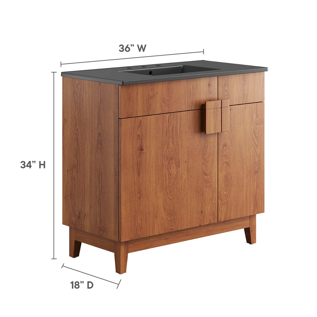 Regalo Vanity Unit, Large, Black & Walnut
