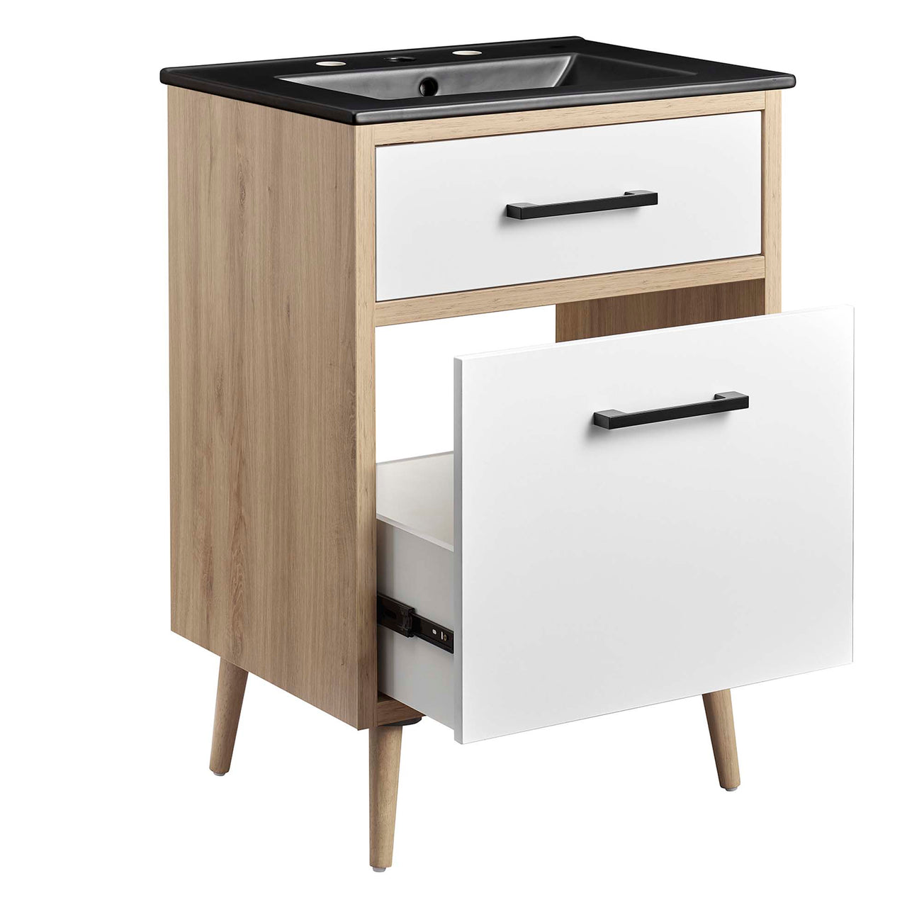 Mavon Vanity Unit, Small, Black & Oak
