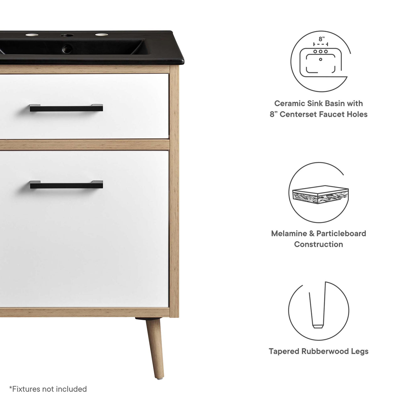 Mavon Vanity Unit, Small, Black & Oak