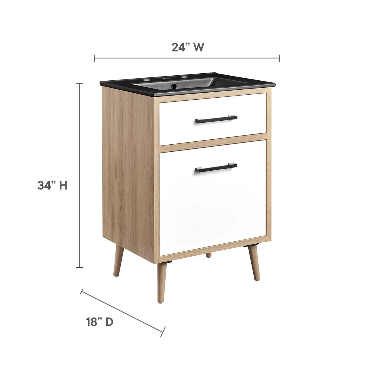 Mavon Vanity Unit, Small, Black & Oak