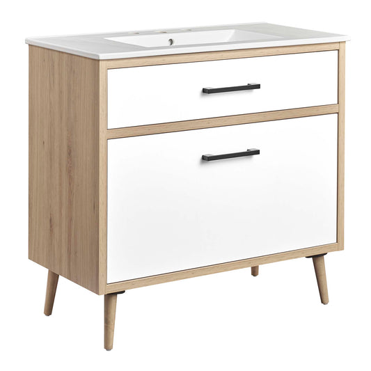Mavon Vanity Unit, Large, White & Oak