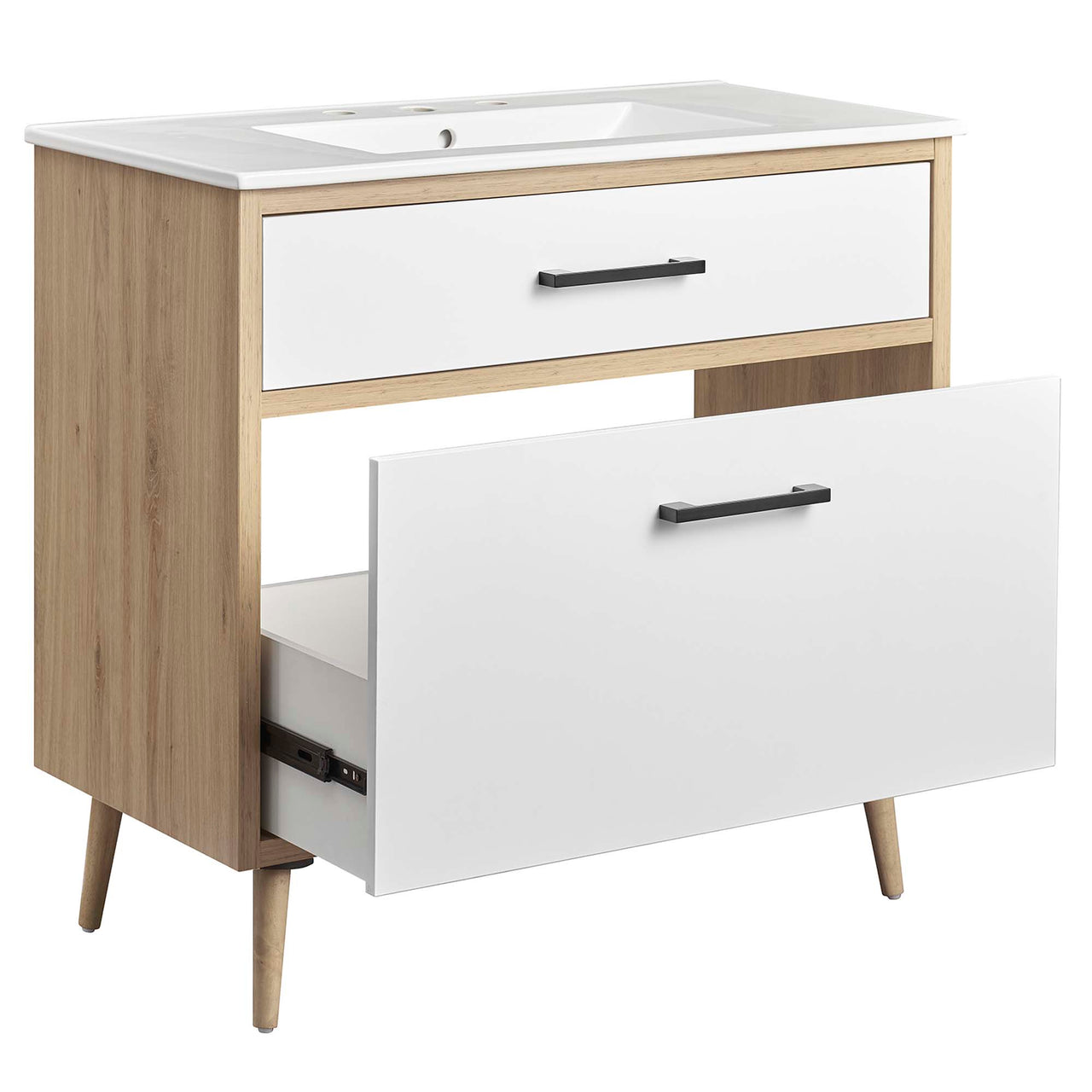 Mavon Vanity Unit, Large, White & Oak