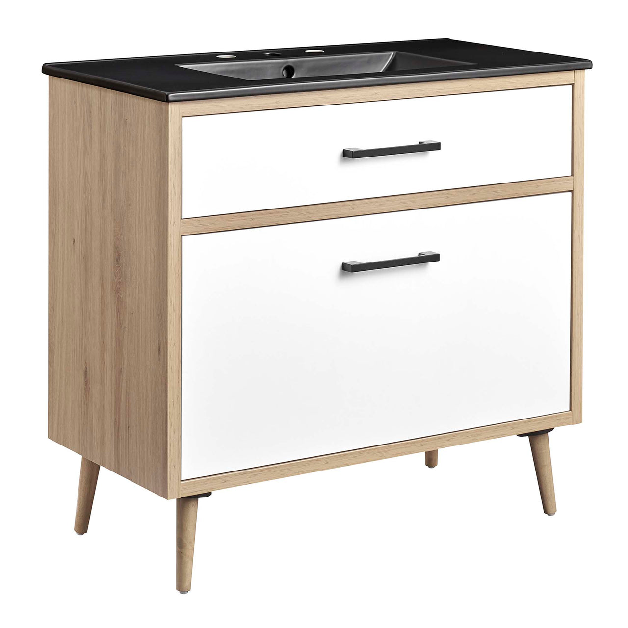 Mavon Vanity Unit, Large, Black & Oak