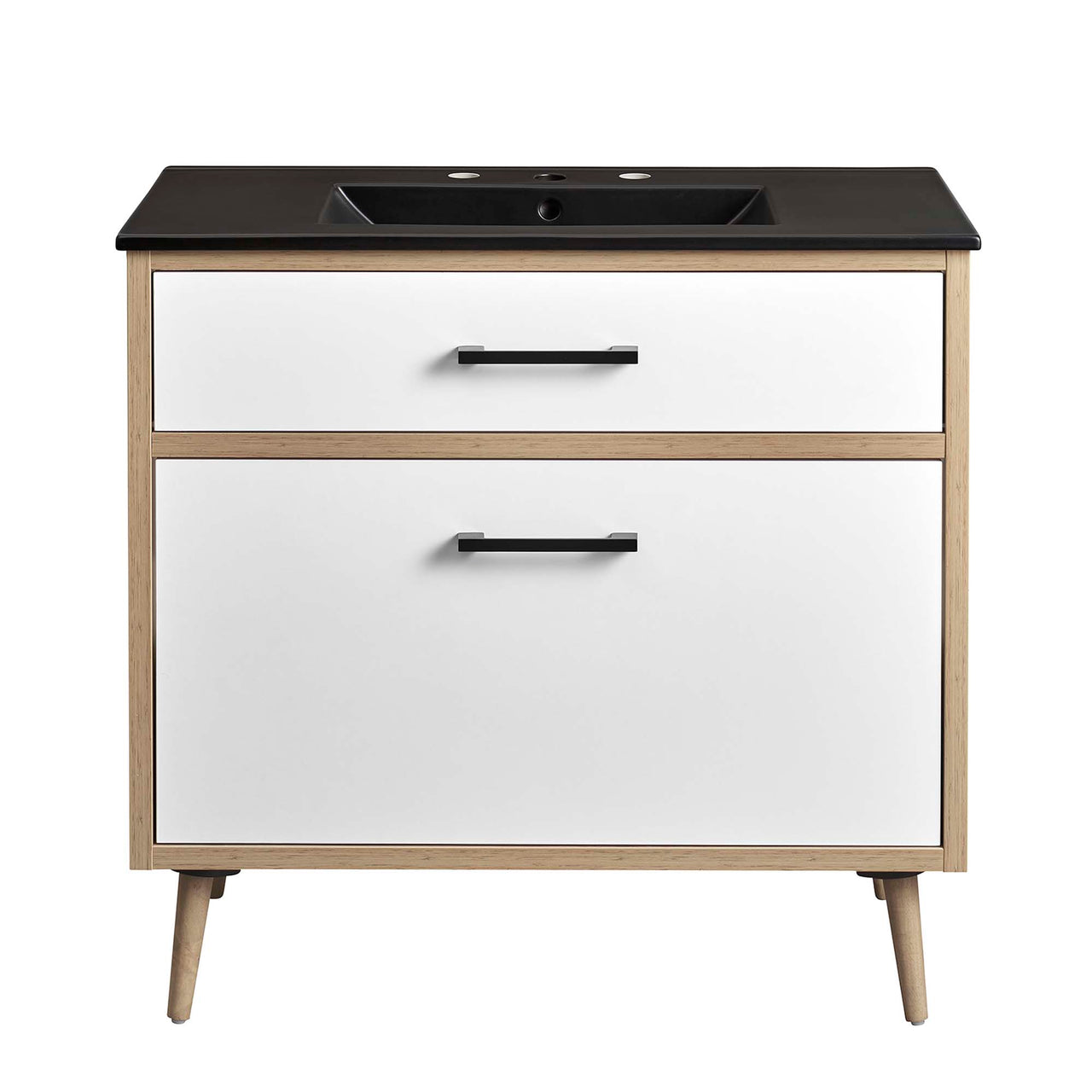 Mavon Vanity Unit, Large, Black & Oak