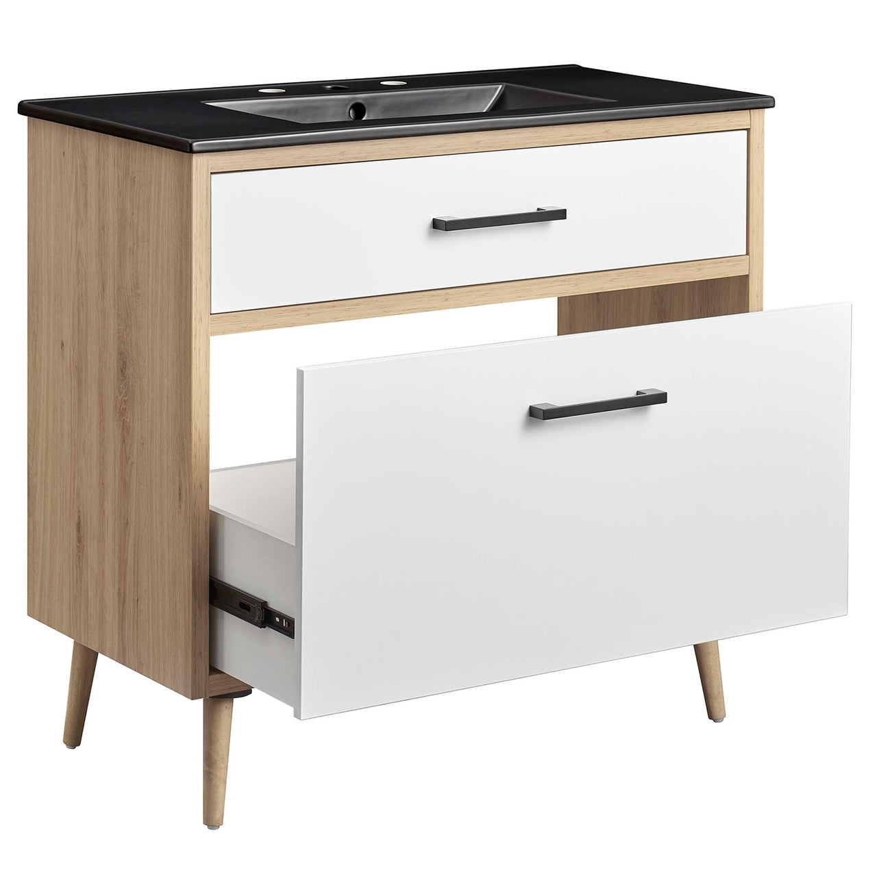 Mavon Vanity Unit, Large, Black & Oak