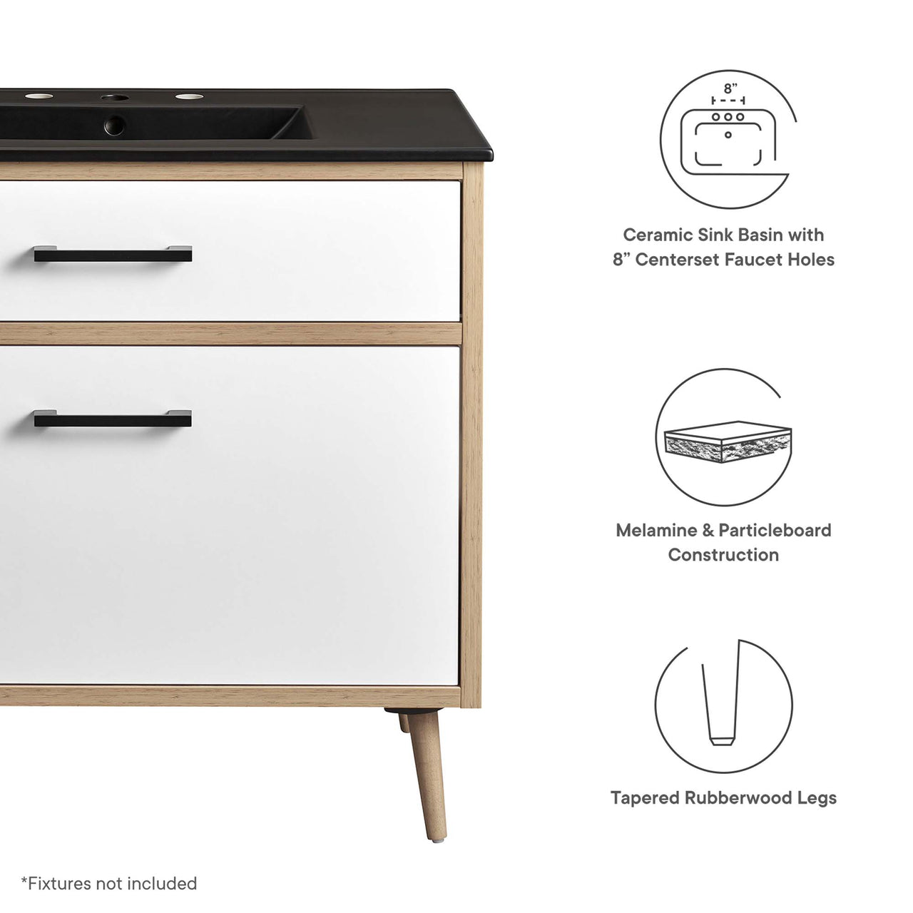 Mavon Vanity Unit, Large, Black & Oak