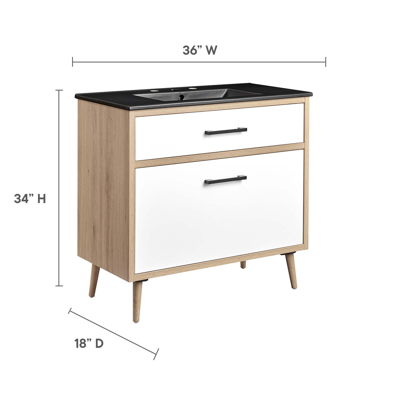 Mavon Vanity Unit, Large, Black & Oak