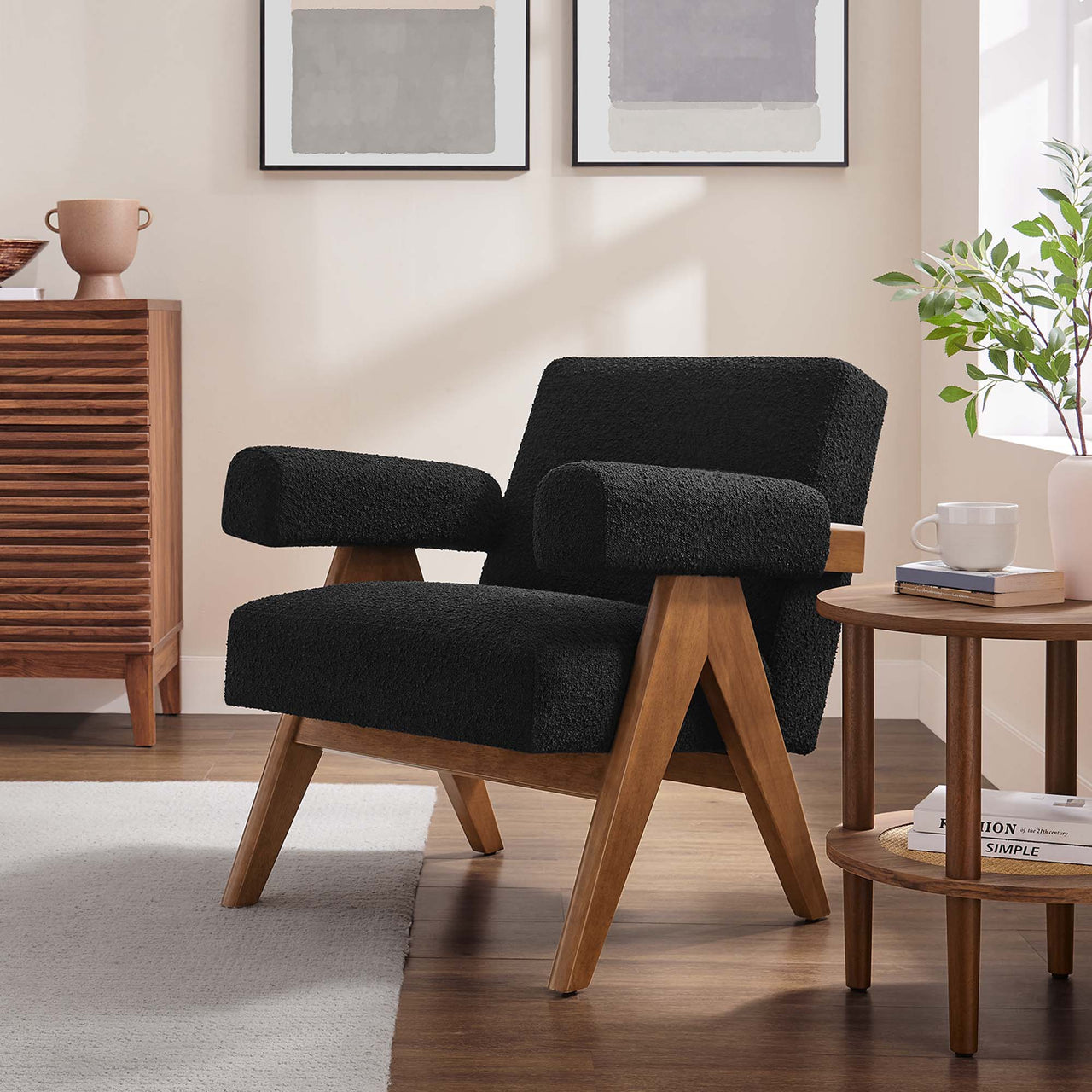 Serenel Boucle Armchair, Black