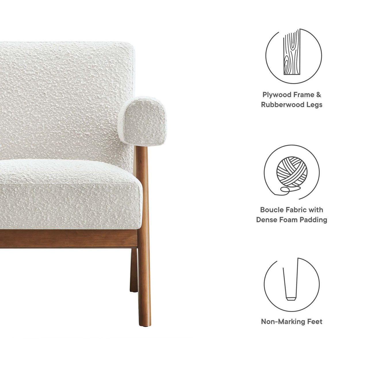 Serenel Boucle Armchair, Ivory