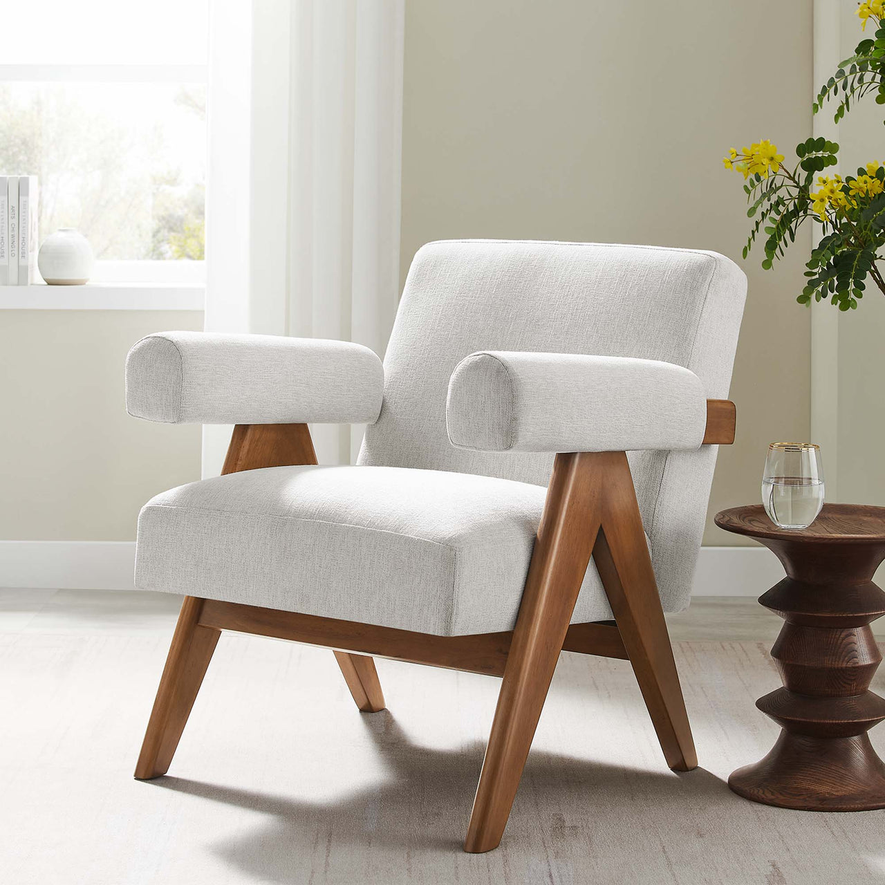 Serenel Fabric Armchair, Ivory