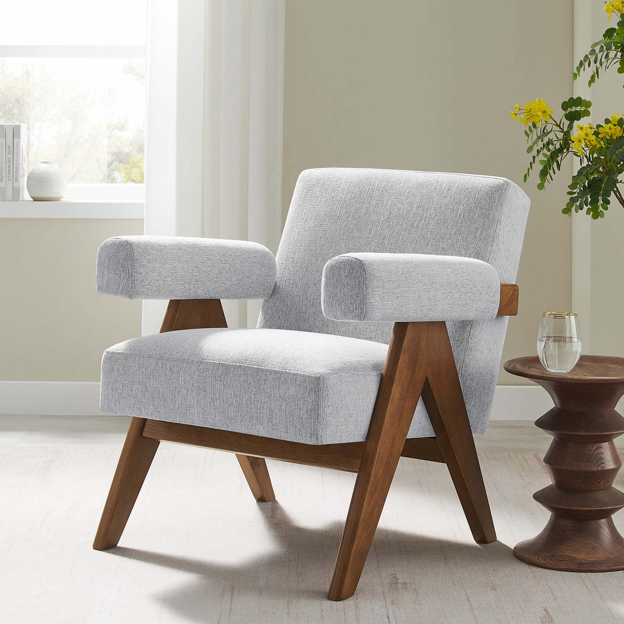 Serenel Fabric Armchair, Light Gray