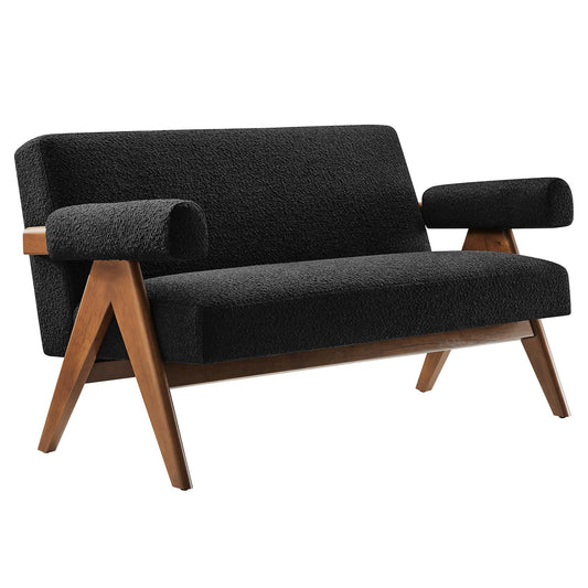 Serenel Boucle Loveseat, Black