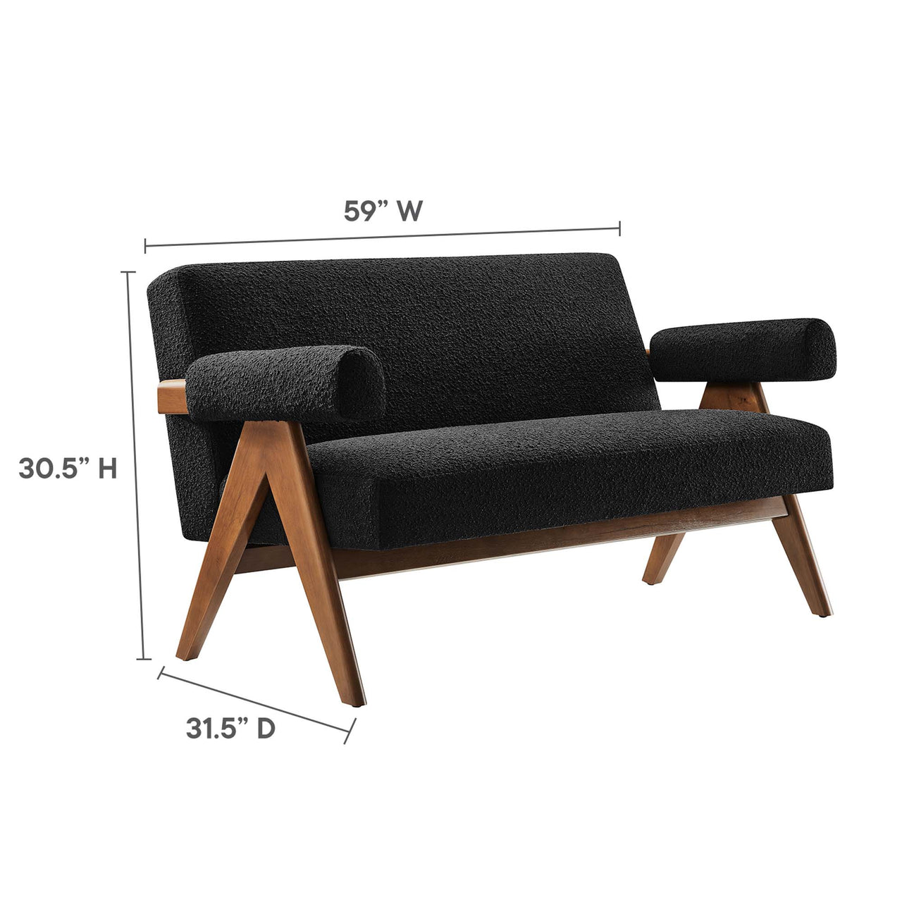Serenel Boucle Loveseat, Black