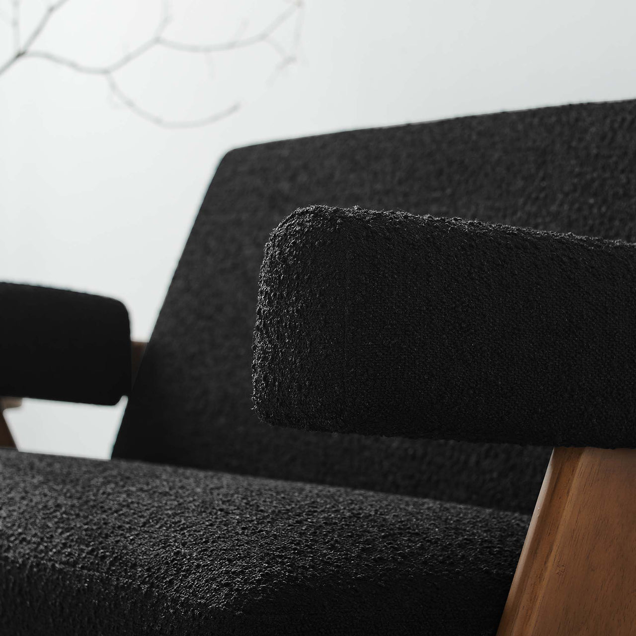 Serenel Boucle Loveseat, Black