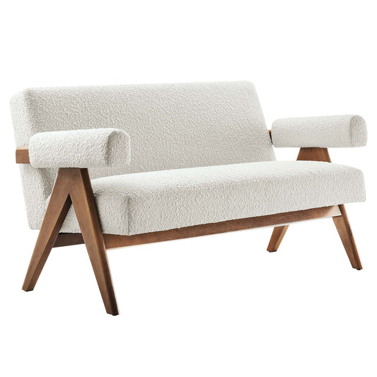 Serenel Boucle Loveseat, Ivory