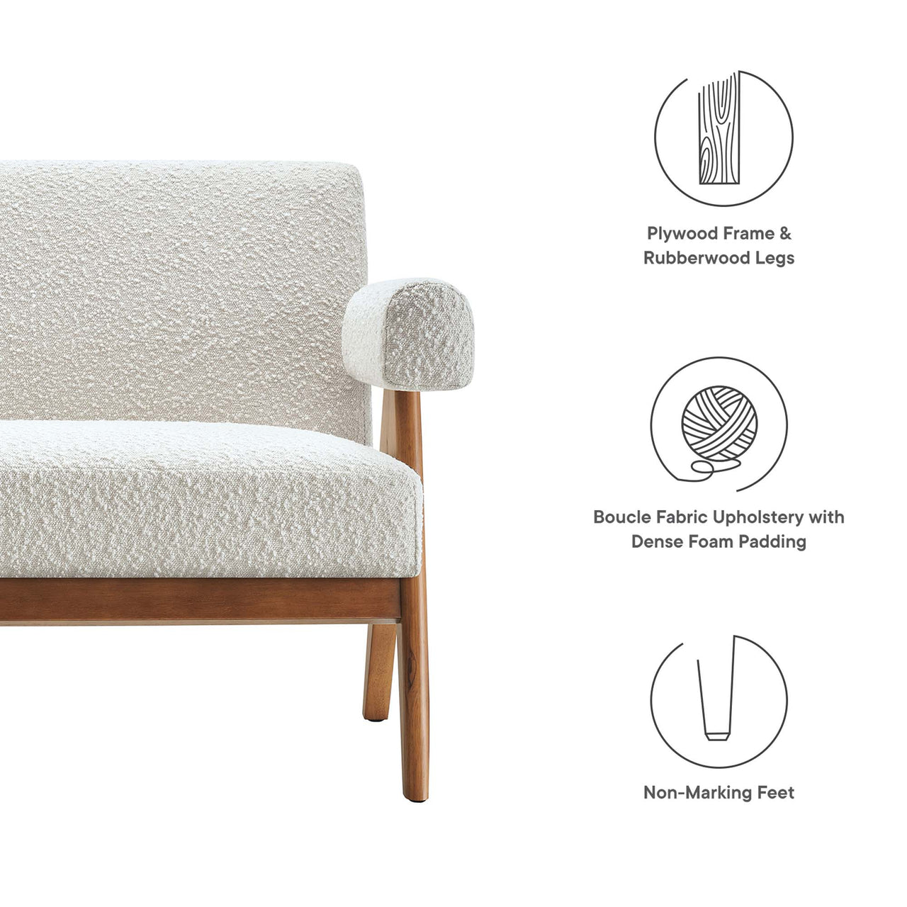 Serenel Boucle Loveseat, Ivory
