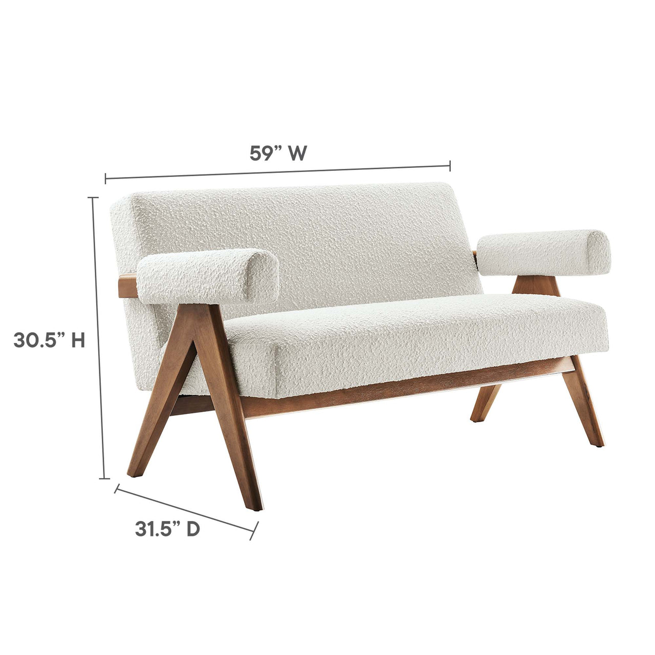 Serenel Boucle Loveseat, Ivory