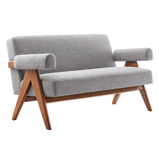 Serenel Boucle Loveseat, Light Gray
