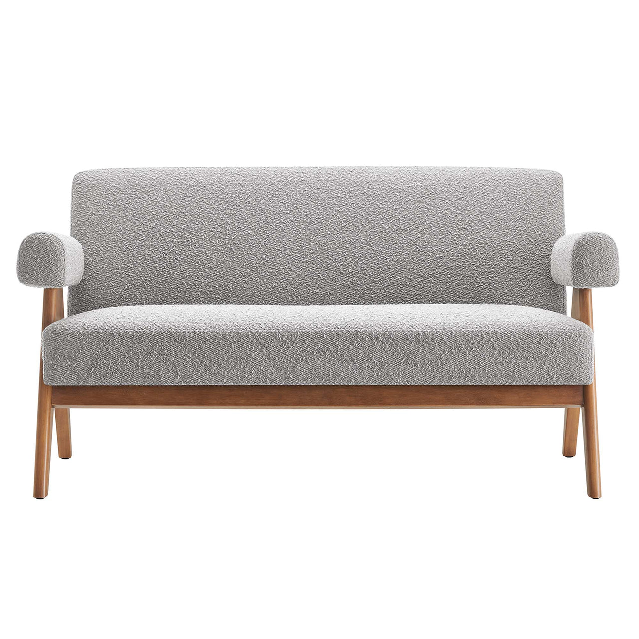 Serenel Boucle Loveseat, Light Gray