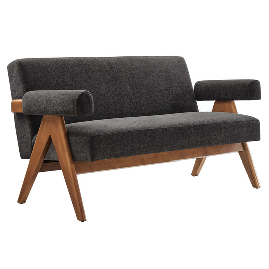 Serenel Fabric Loveseat, Dark Gray
