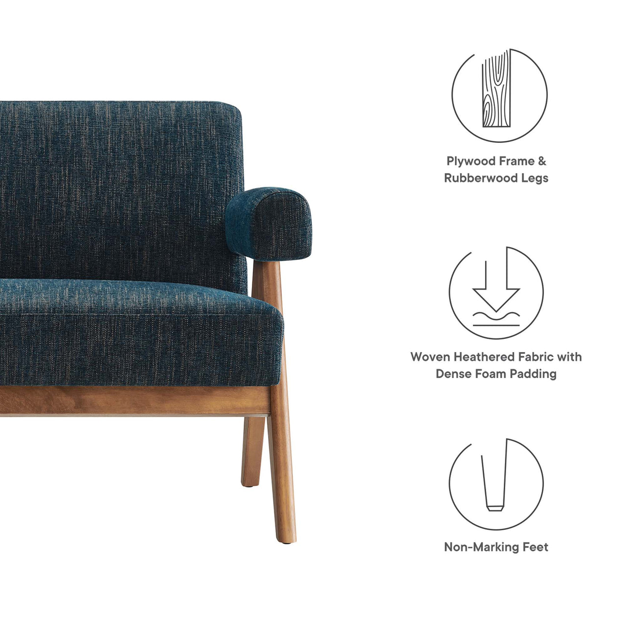 Serenel Fabric Loveseat, Azure