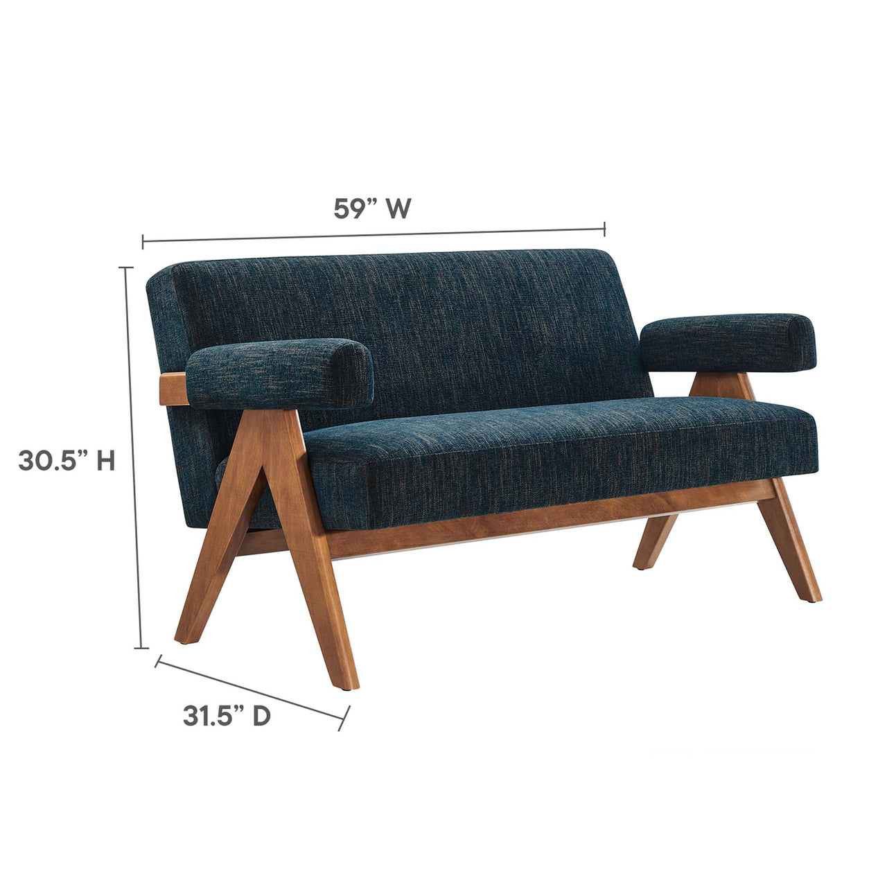 Serenel Fabric Loveseat, Azure