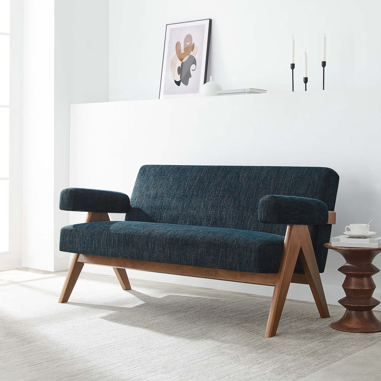 Serenel Fabric Loveseat, Azure