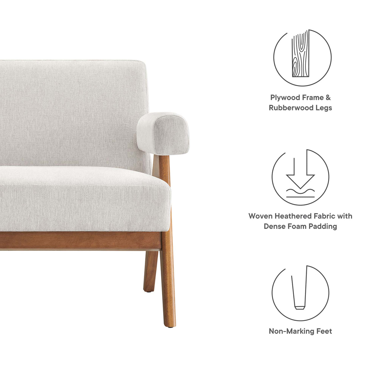 Serenel Fabric Loveseat, Ivory