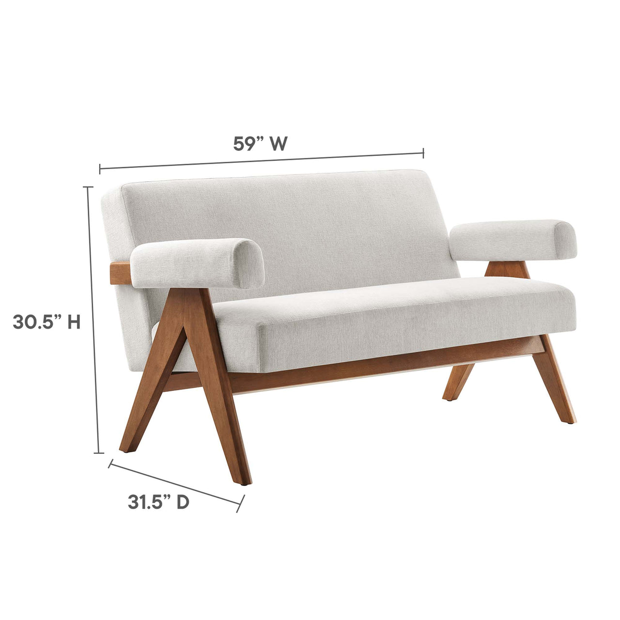 Serenel Fabric Loveseat, Ivory