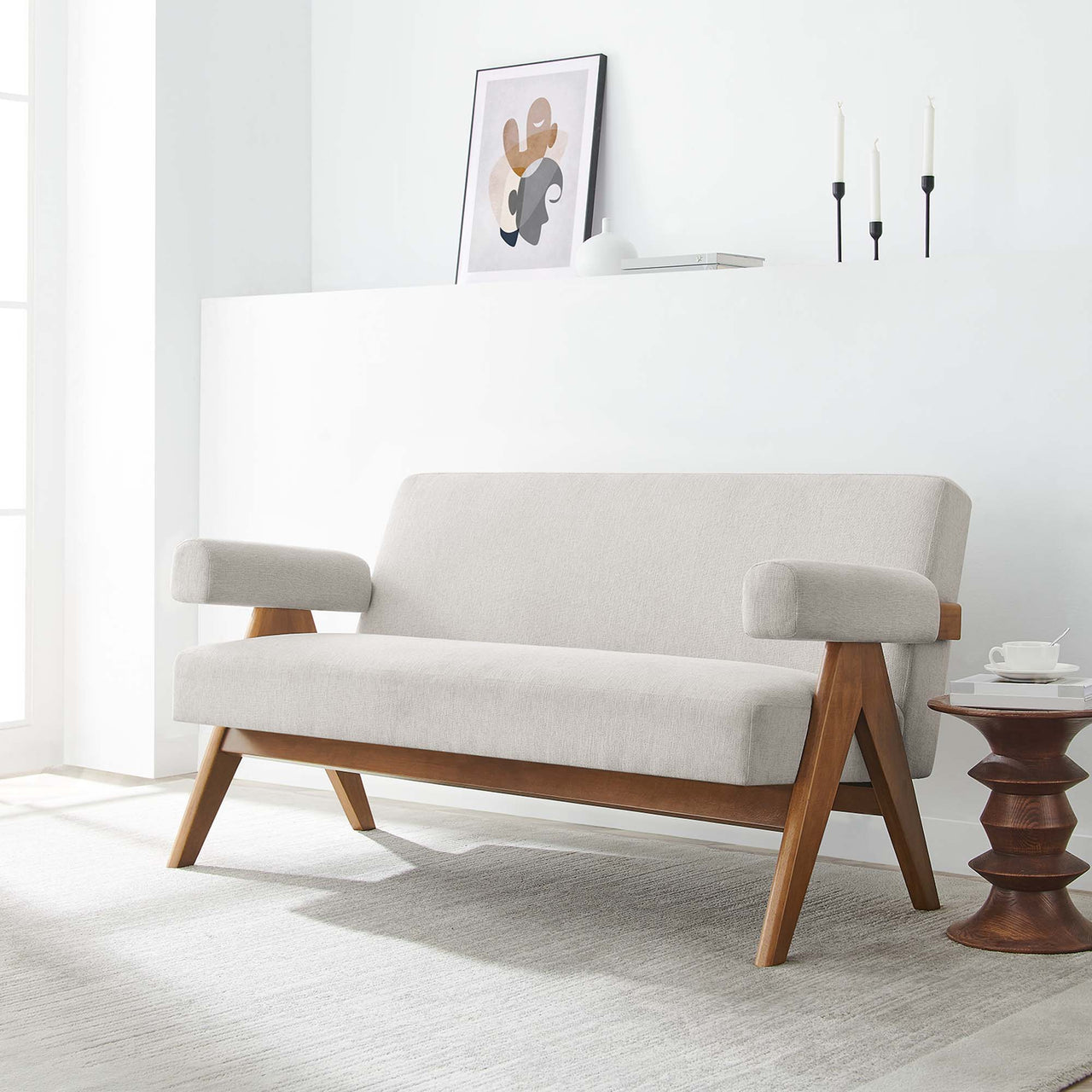 Serenel Fabric Loveseat, Ivory