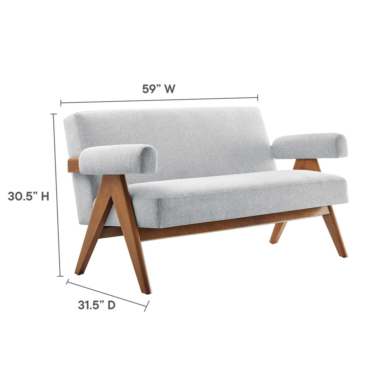 Serenel Fabric Loveseat, Light Gray