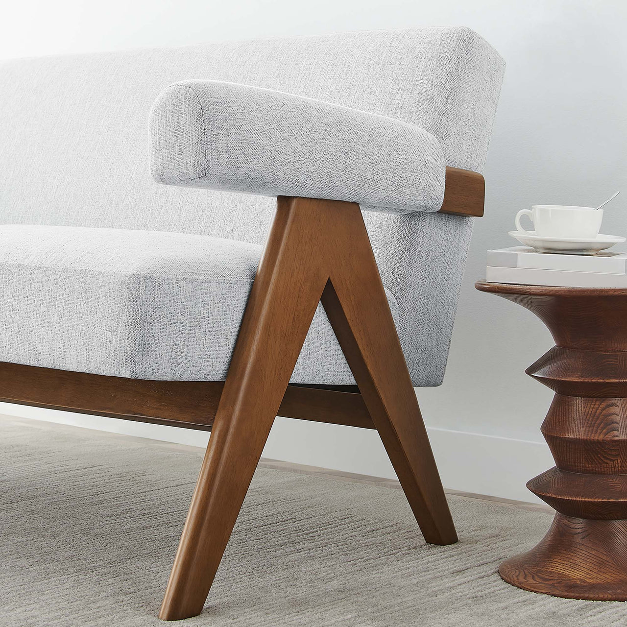 Serenel Fabric Loveseat, Light Gray