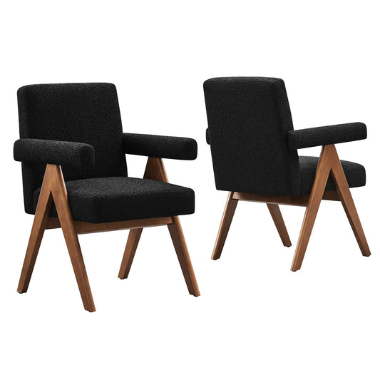 Serenel Boucle Dining Chair Set of 2, Black