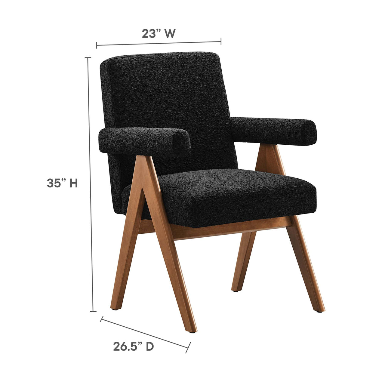Serenel Boucle Dining Chair Set of 2, Black