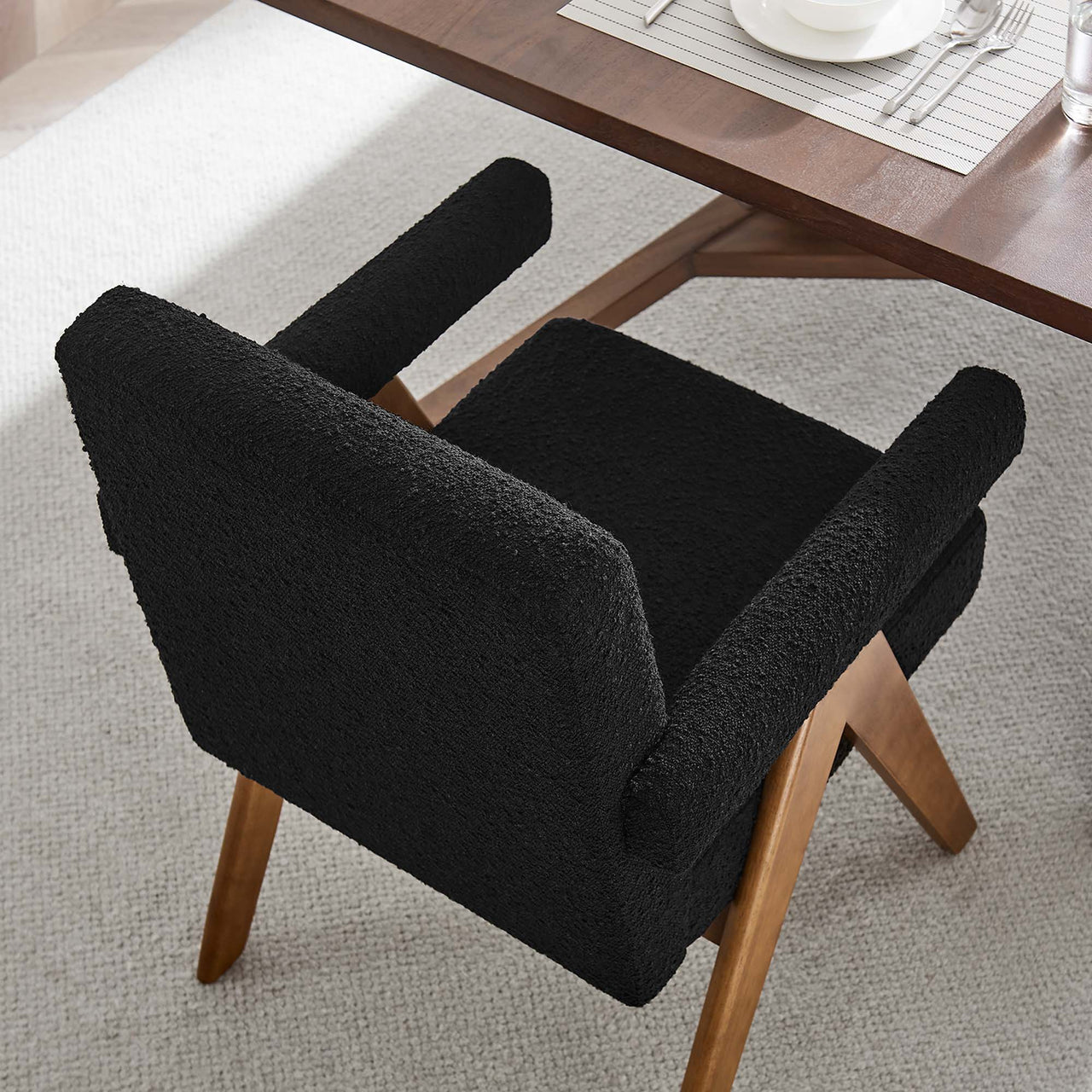 Serenel Boucle Dining Chair Set of 2, Black