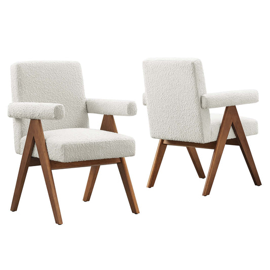 Serenel Boucle Dining Chair Set of 2, Ivory