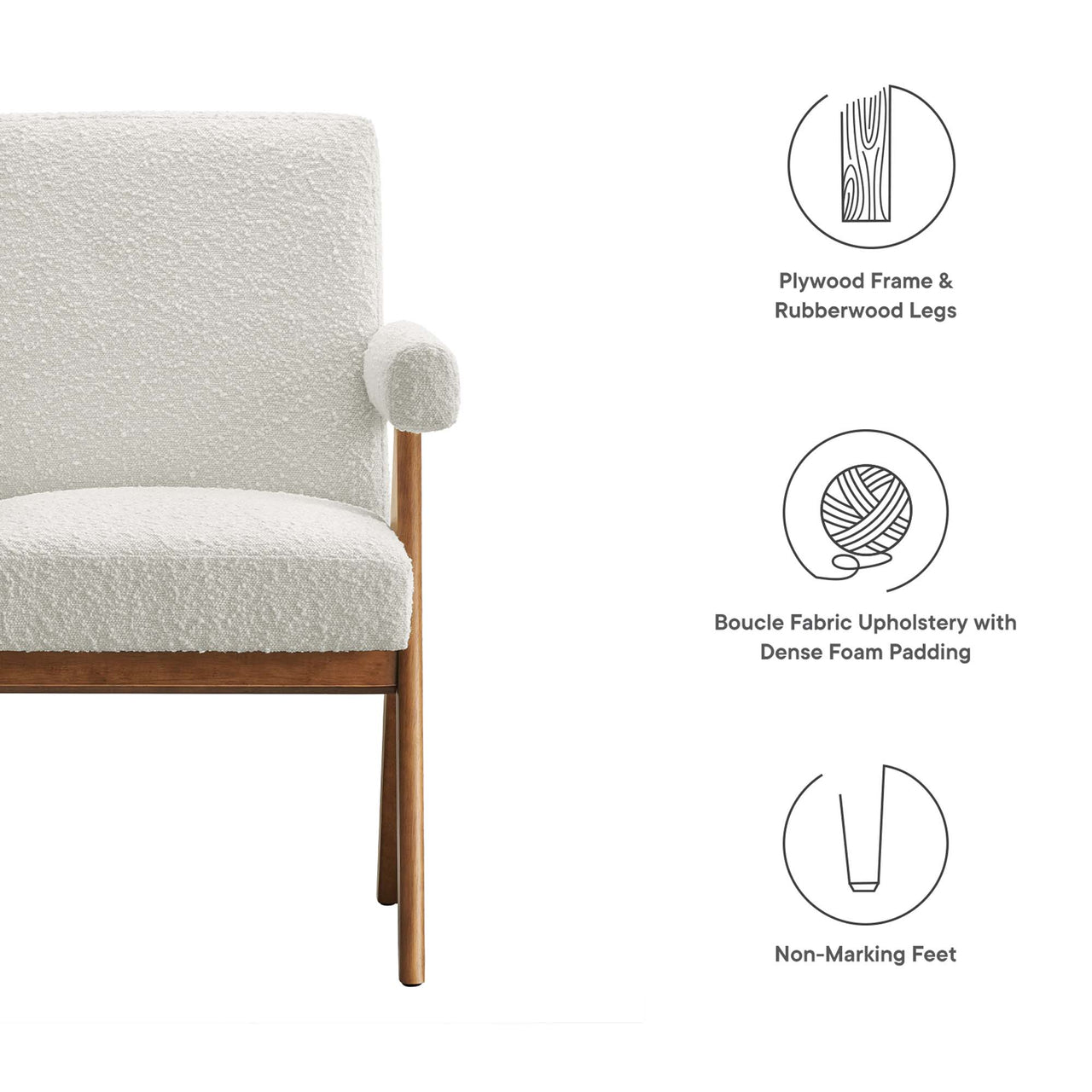 Serenel Boucle Dining Chair Set of 2, Ivory