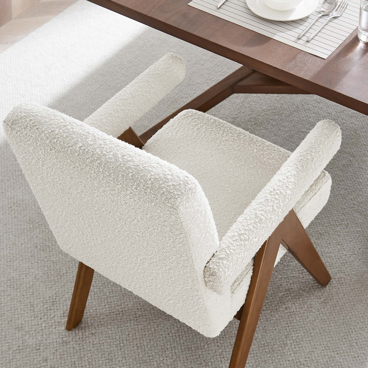 Serenel Boucle Dining Chair Set of 2, Ivory