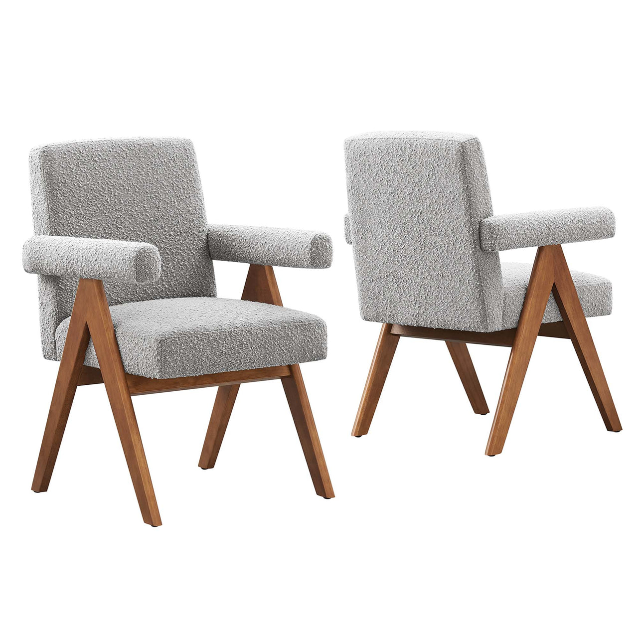 Serenel Boucle Dining Chair Set of 2, Light Gray