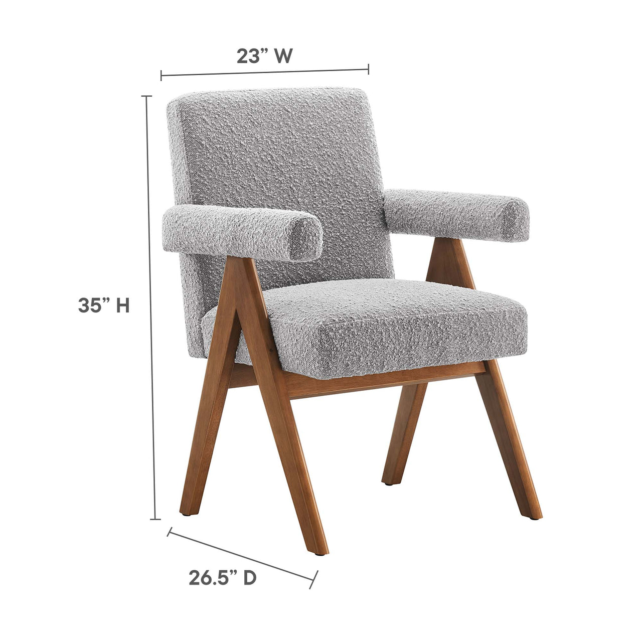 Serenel Boucle Dining Chair Set of 2, Light Gray