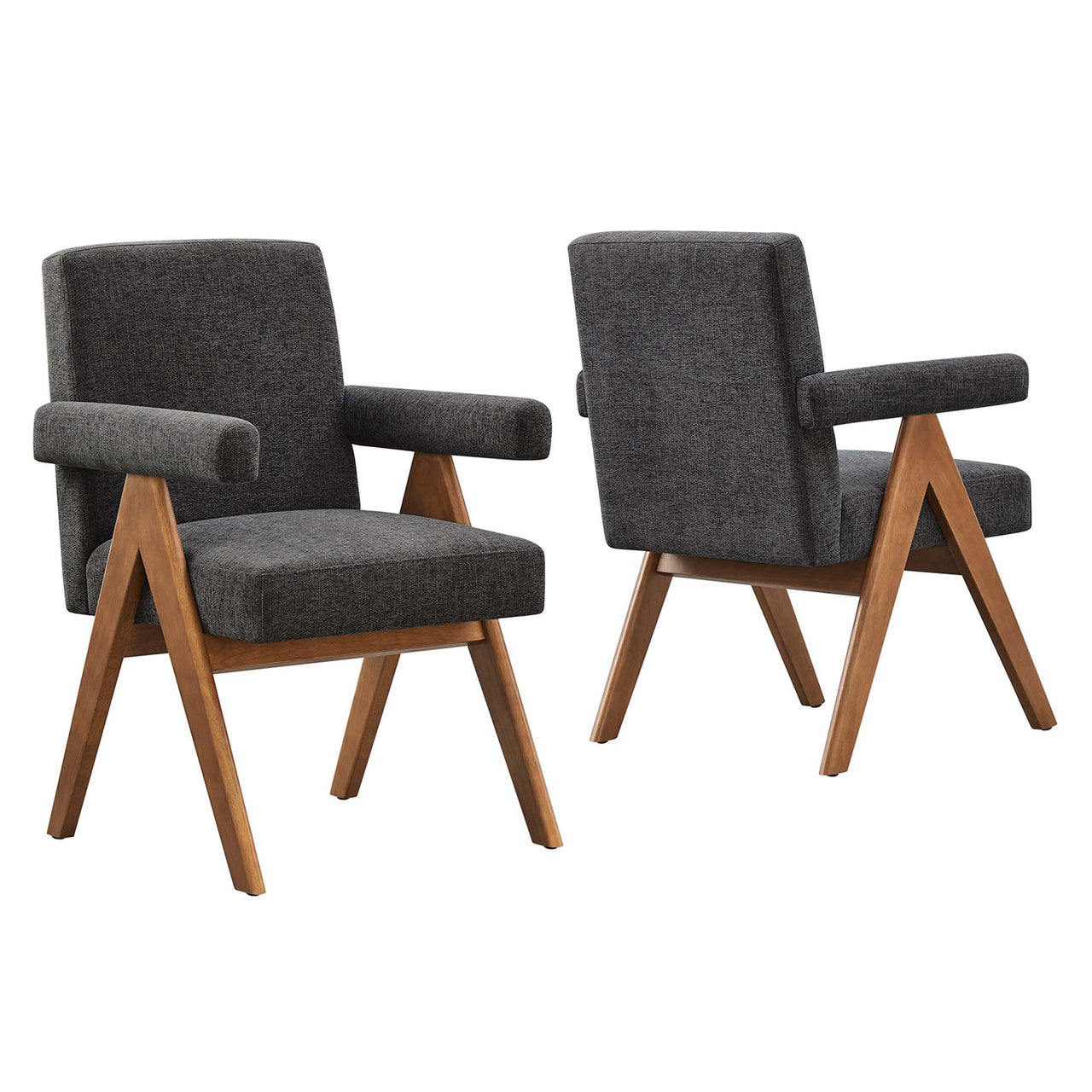Serenel Fabric Dining Chair Set of 2, Dark Gray