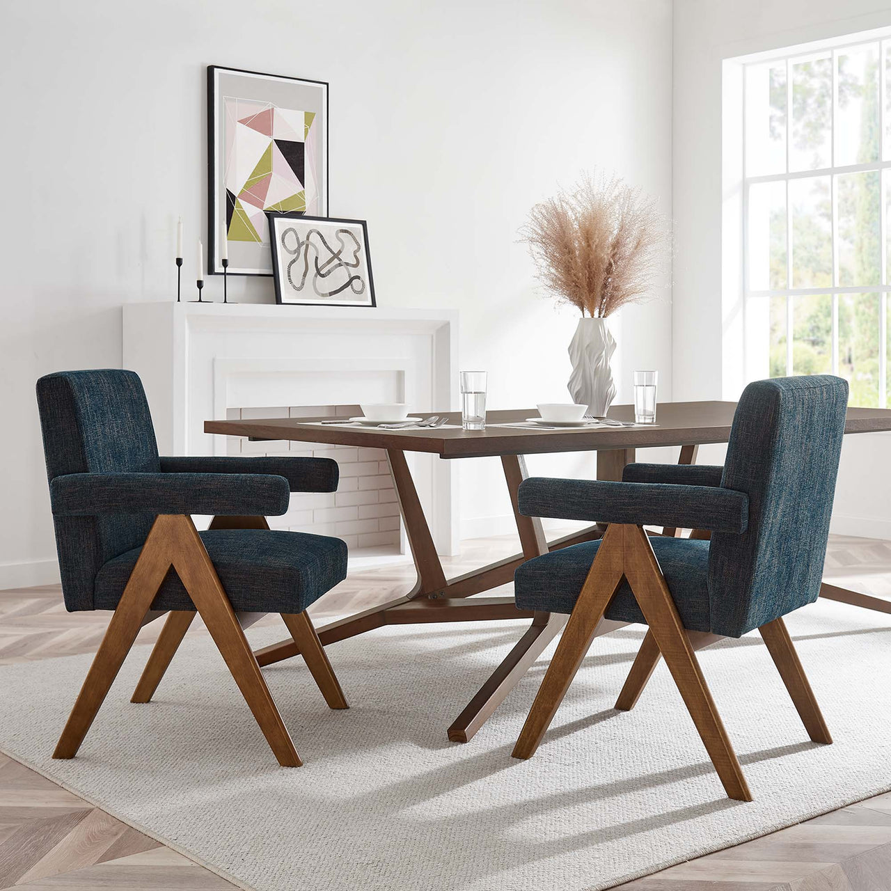 Serenel Fabric Dining Chair Set of 2, Azure