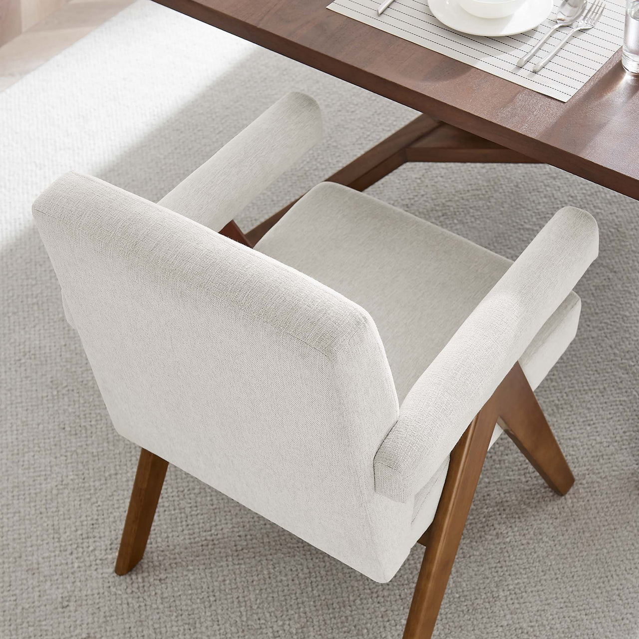 Serenel Fabric Dining Chair Set of 2, Ivory