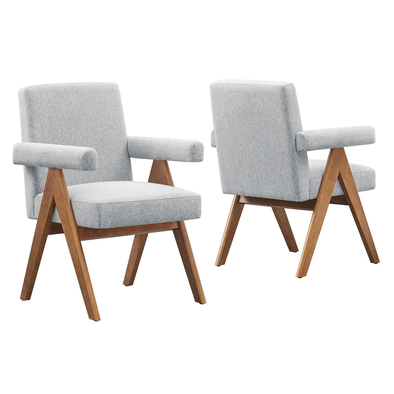 Serenel Fabric Dining Chair Set of 2, Light Gray