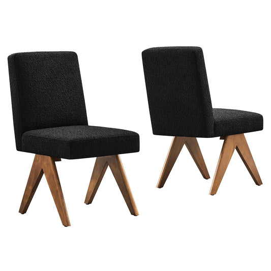 Serenel Boucle Side Chair Set of 2, Black